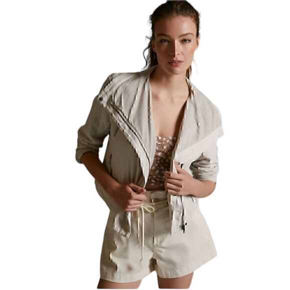 Marrakech by Anthropologie Zip-Front Moto Jacket with Oversized Collar Size S - Picture 2 of 12